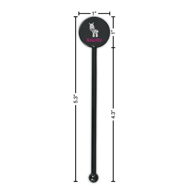 Zebra Black Plastic 5.5" Stir Stick - Round - Dimensions