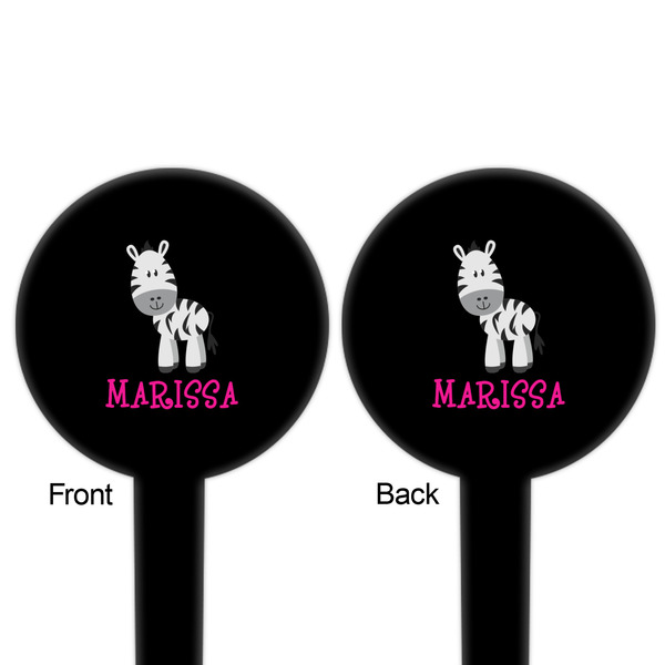 Zebra Black Plastic 6" Food Pick - Round - Double Sided - Front & Back