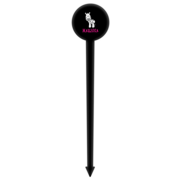 Zebra Black Plastic 6" Food Pick - Round - Single Pick