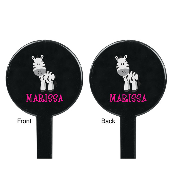 Zebra Black Plastic 7" Stir Stick - Double Sided - Round - Front & Back