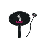 Zebra 7" Oval Plastic Stir Sticks - Black - Double Sided (Personalized)