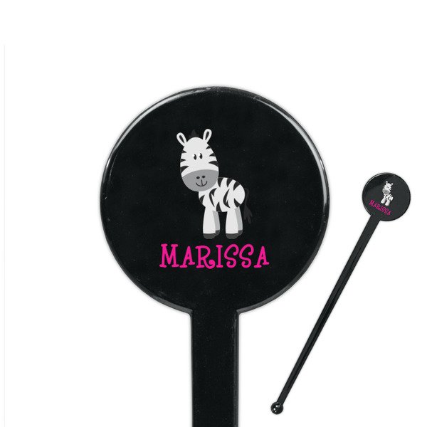 Custom Zebra 7" Round Plastic Stir Sticks - Black - Single Sided (Personalized)