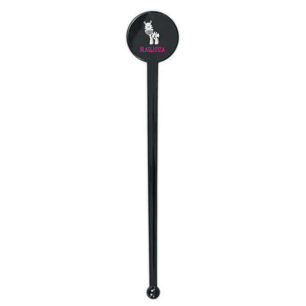 Zebra Black Plastic 7" Stir Stick - Round - Single Stick