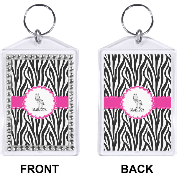 Zebra Bling Keychain (Front + Back)