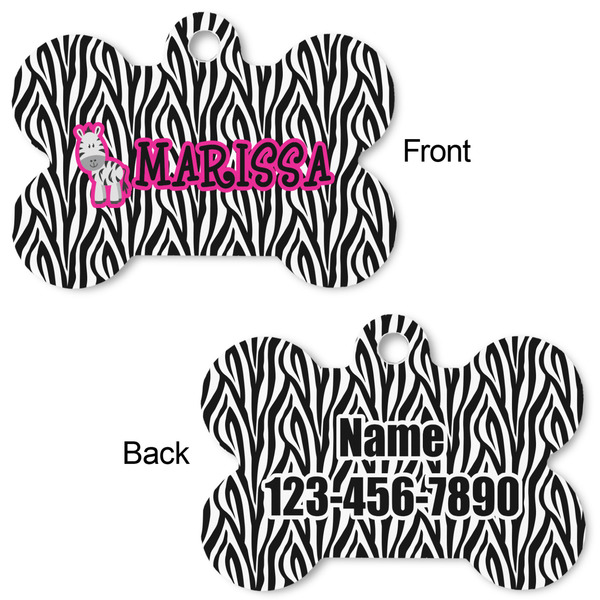 Zebra Bone Shaped Dog ID Tag - Large - Approval