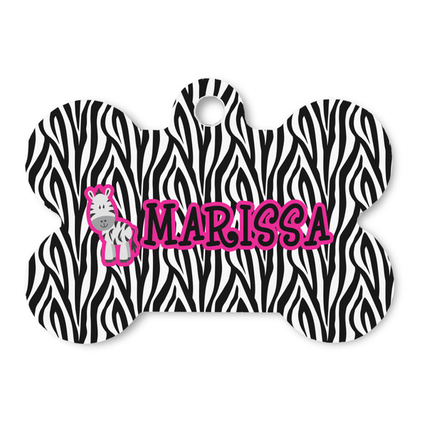 Custom Zebra Bone Shaped Dog ID Tag (Personalized)