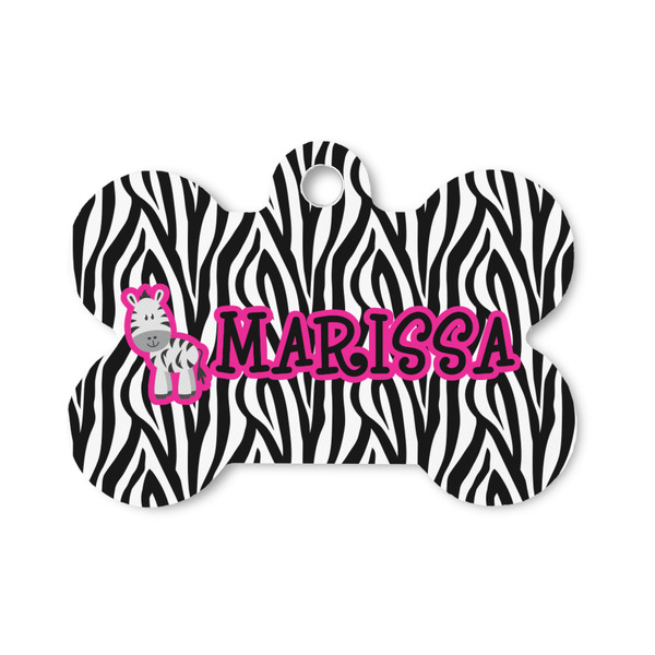 Custom Zebra Bone Shaped Dog ID Tag - Small (Personalized)