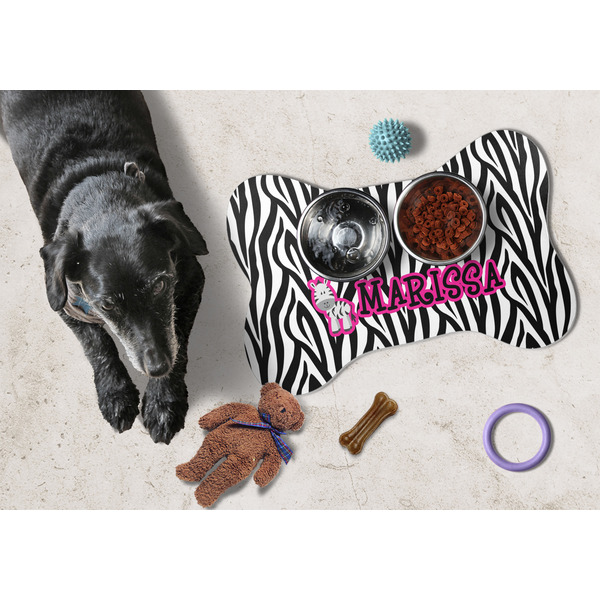 Zebra Bone Shaped Mat w/ Food & Water