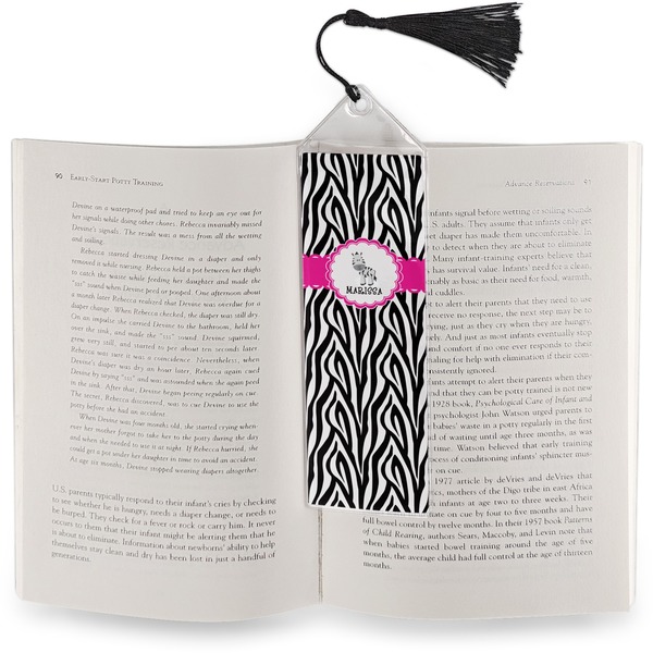 Zebra Bookmark with tassel - In book