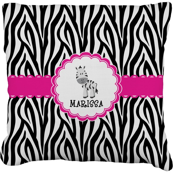 Custom Zebra Faux-Linen Throw Pillow 16" (Personalized)