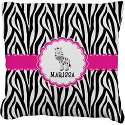 Zebra Faux-Linen Throw Pillow 18" (Personalized)