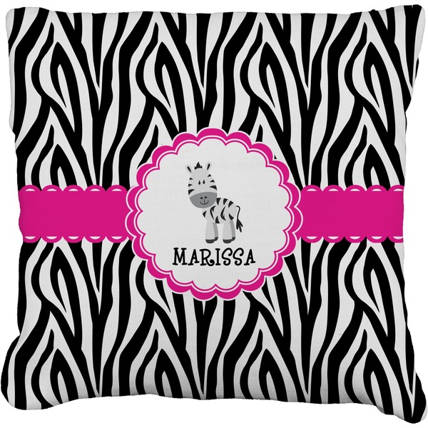 Custom Zebra Faux-Linen Throw Pillow 18" (Personalized)