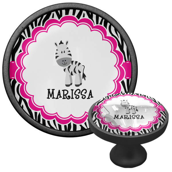 Zebra Cabinet Knob - Black - Multi Angle