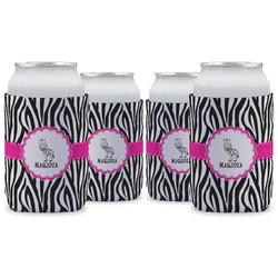 Zebra Can Cooler (12 oz) - Set of 4 w/ Name or Text