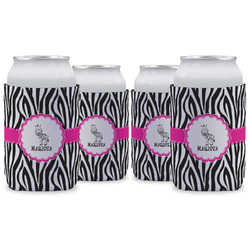 Zebra Can Cooler (12 oz) - Set of 4 w/ Name or Text