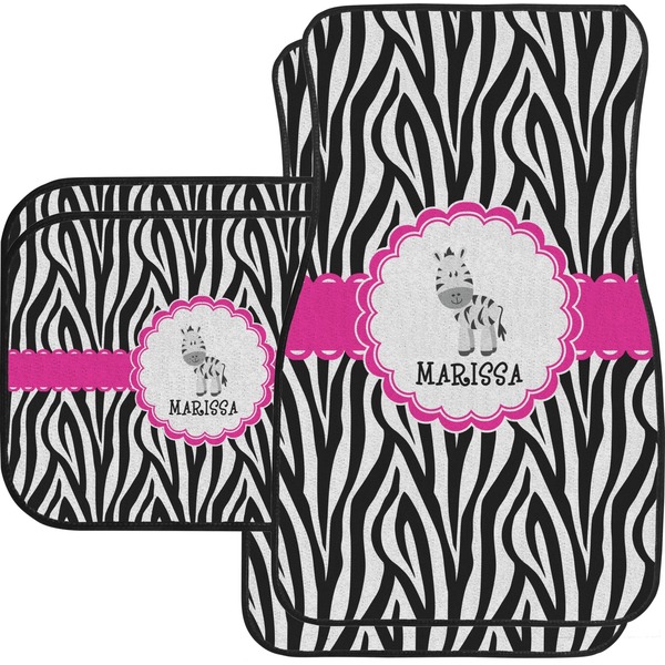 Custom Zebra Car Floor Mats Set - 2 Front & 2 Back (Personalized)