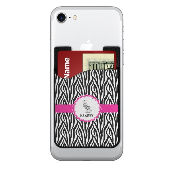Custom Zebra 2-in-1 Cell Phone Credit Card Holder & Screen Cleaner (Personalized)