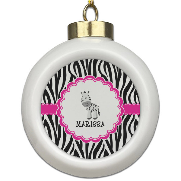 Custom Zebra Ceramic Ball Ornament (Personalized)