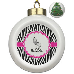 Zebra Ceramic Ball Ornament - Christmas Tree (Personalized)