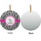 Zebra Ceramic Flat Ornament - Circle Front & Back (APPROVAL)