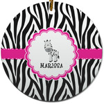 Zebra Round Ceramic Ornament w/ Name or Text