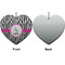 Zebra Ceramic Flat Ornament - Heart Front & Back (APPROVAL)