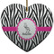 Zebra Ceramic Flat Ornament - Heart (Front)