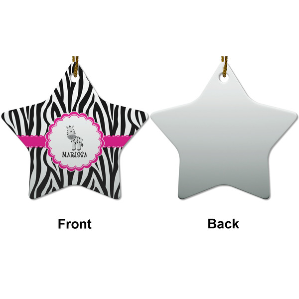 Zebra Ceramic Flat Ornament - Star Front & Back (APPROVAL)