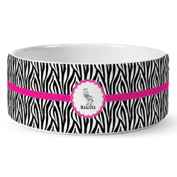 Zebra Ceramic Dog Bowl (Personalized)