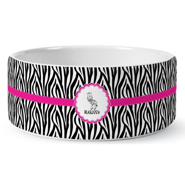 Custom Zebra Ceramic Dog Bowl - Medium (Personalized)