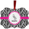 Zebra Metal Frame Ornament - Double Sided w/ Name or Text