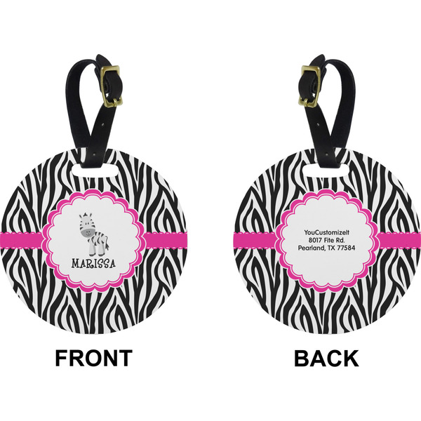 Zebra Circle Luggage Tag (Front + Back)