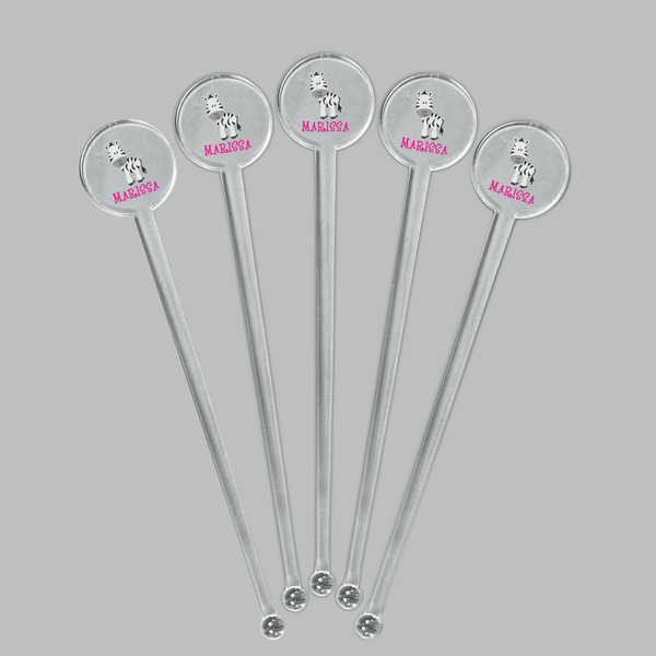 Zebra Clear Plastic 7" Stir Stick - Round - Fan View