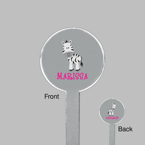 Zebra Clear Plastic 7" Stir Stick - Round - Front & Back