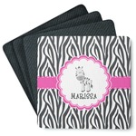 Zebra Square Rubber Backed Coasters - Set of 4 (Personalized)