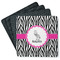 Zebra Square Rubber Backed Coasters - Set of 4 (Personalized)