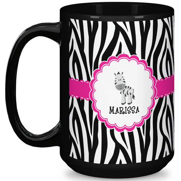 Custom Zebra 15 Oz Coffee Mug - Black (Personalized)