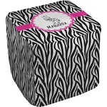 Zebra Cube Pouf Ottoman - 18" (Personalized)