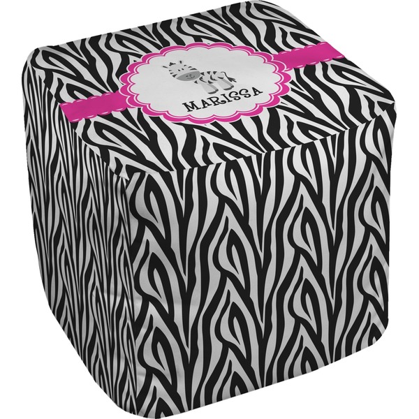 Custom Zebra Cube Pouf Ottoman - 18" (Personalized)