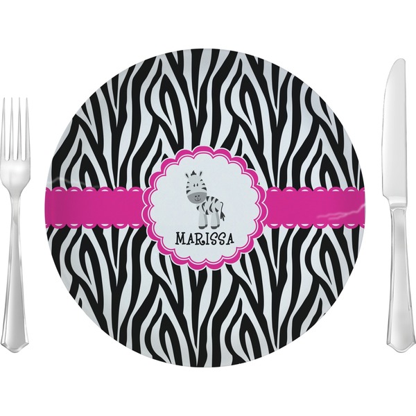 Custom Zebra 10" Glass Lunch / Dinner Plates - Single or Set (Personalized)