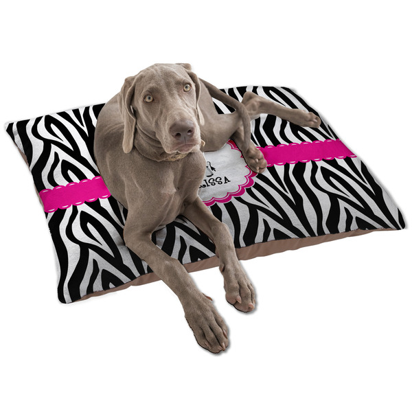 Custom Zebra Dog Bed - Large w/ Name or Text