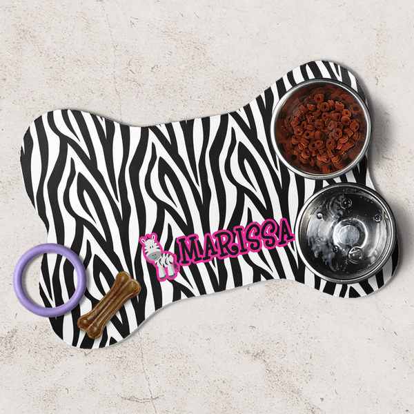 Zebra Dog Bone Shaped Mat Lifestyle