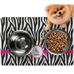 Zebra Dog Food Mat - Small w/ Name or Text