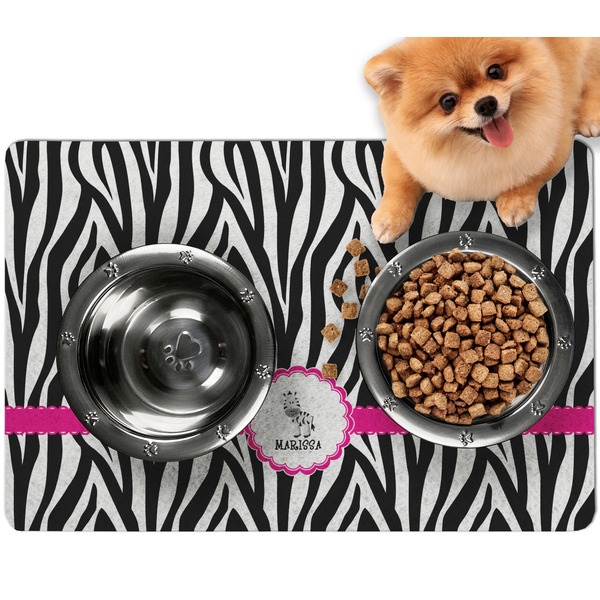 Custom Zebra Dog Food Mat - Small w/ Name or Text