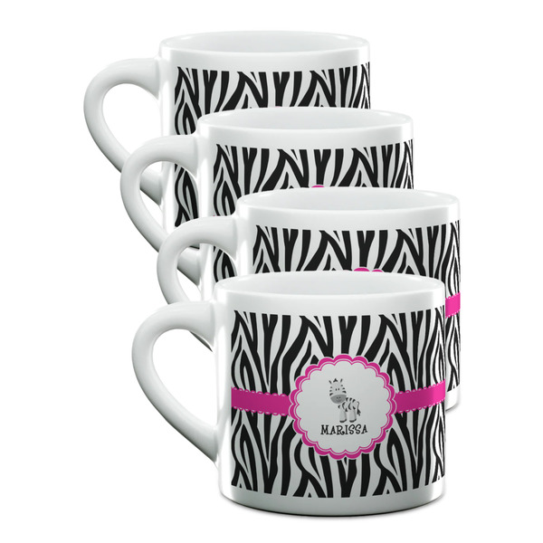 Custom Zebra Double Shot Espresso Cups - Set of 4 (Personalized)