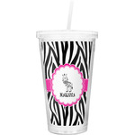 Zebra Double Wall Tumbler with Straw (Personalized)