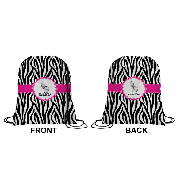 Zebra Drawstring Backpack Front & Back Small