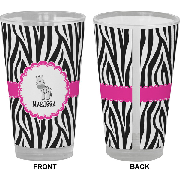 Zebra Pint Glass - Full Color - Front & Back Views