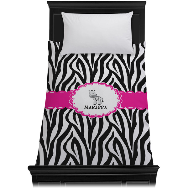 Zebra Duvet Cover - Twin - On Bed - No Prop