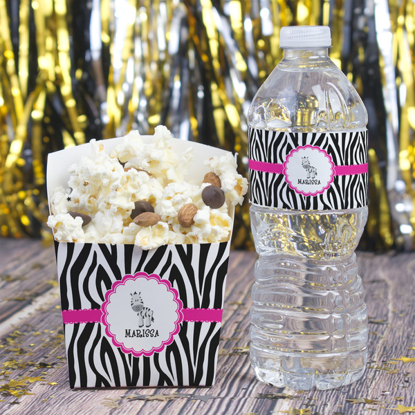 Zebra French Fry Favor Box - w/ Water Bottle